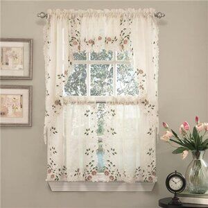 5 Pc Kitchen Curtain Set-Valance Swag Choice of 24" or 36" Tier Pair, Rosemary